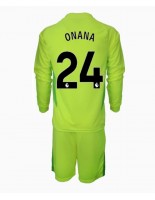 Otroške Nogometnih dresov Manchester United Andre Onana #24 Vratar Gostujoči 2024-25 Dolgi rokavi (+ hlače)